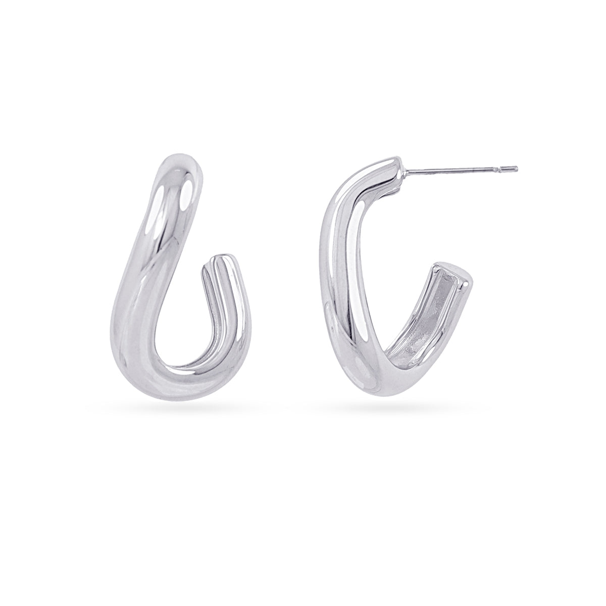 Aros Semi Aros Essentials Diseño Fluido en Plateado, bisutería de acero de la colección Essentials — Tiendas Via Vai Estepona