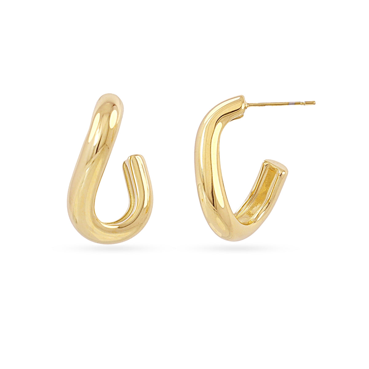 Aros Semi Aros Essentials Diseño Fluido en Dorado, bisutería de acero de la colección Essentials — Tiendas Via Vai Estepona