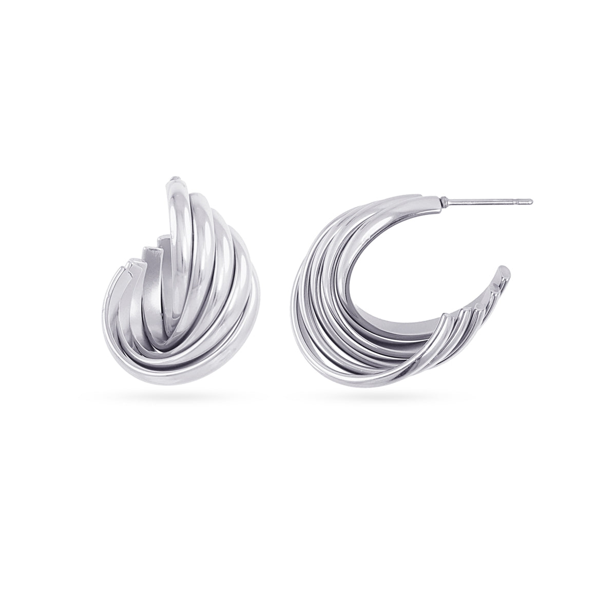 Aros Semi Aros Essentials Relieve en Plateado, bisutería de acero de la colección Essentials — Tiendas Via Vai Estepona