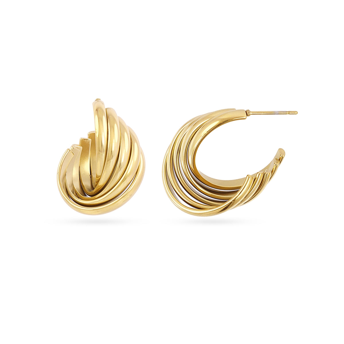Aros Semi Aros Essentials Relieve en Dorado, bisutería de acero de la colección Essentials — Tiendas Via Vai Estepona