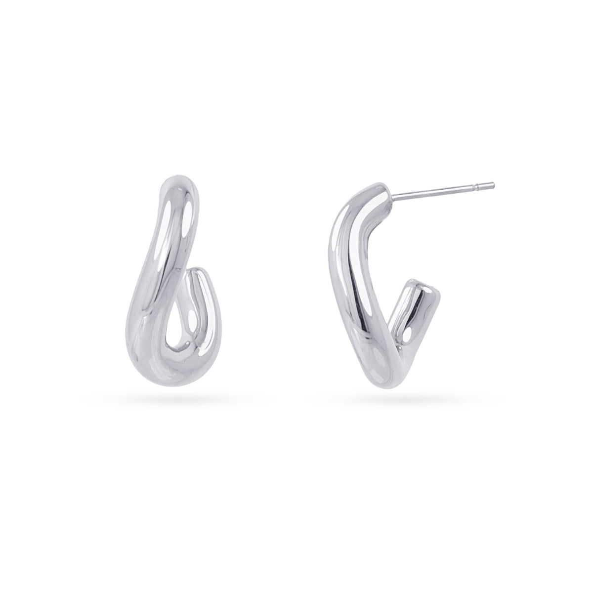 Aros Semi Aros Mini Essentials Diseño Fluido en Plateado, bisutería de acero de la colección Essentials — Tiendas Via Vai Estepona