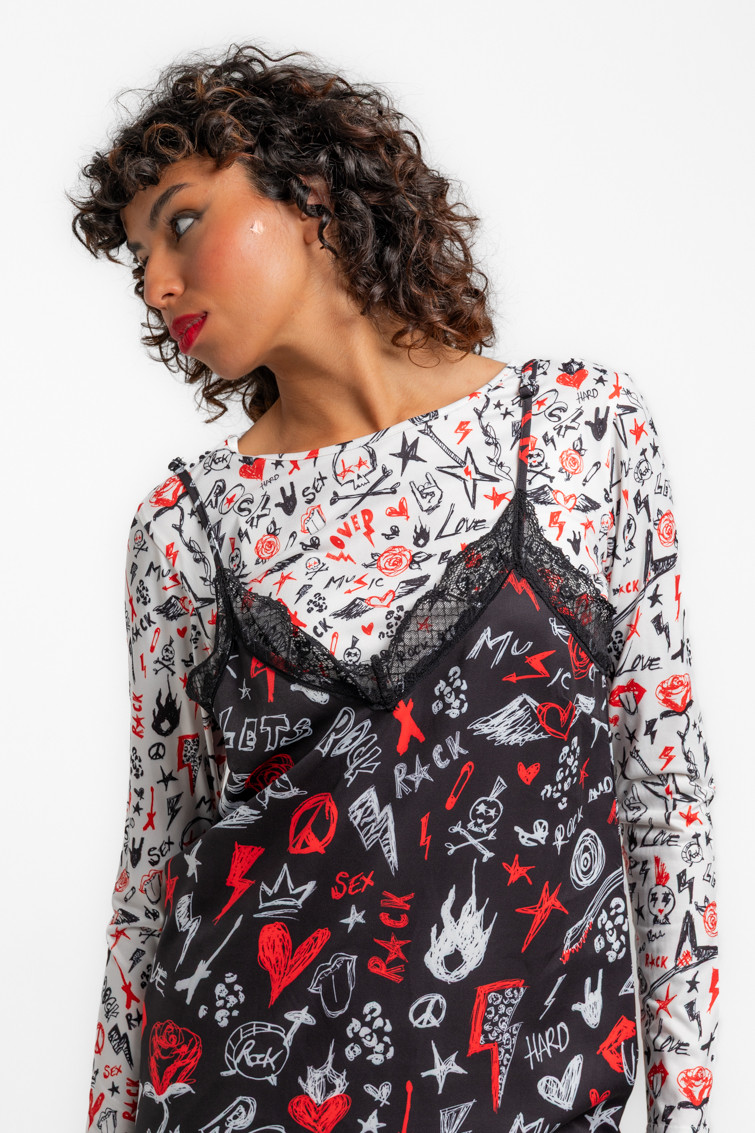 Vestido lencero con encaje - ROCK AND ROLL - Imagen 5